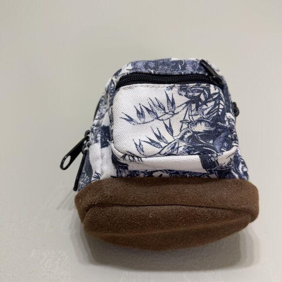 Vintage JANSPORT Mini Back Pack Coin Purse Wristlet Charm Blue Floral Leather - Picture 16 of 16